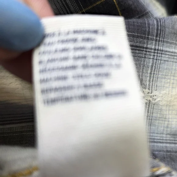 American Eagle Slim Fit Plaid Flannel Shirt Men's M Gray Cotton Button Up Grunge - Picture 6 of 7